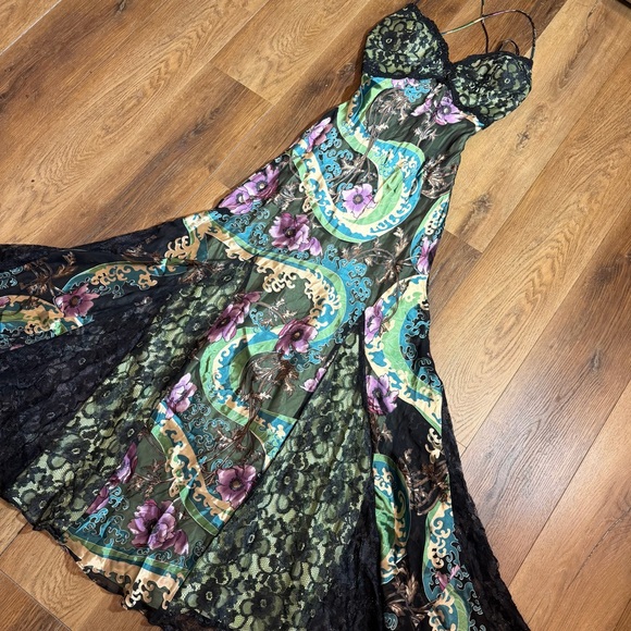 Vintage Dresses & Skirts - Vintage 90’s Y2K Silk Dress Vintage Floral Vintage Lace Dress Vintage Silk Dress